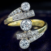 Edwardian Style Diamond Trilogy Twist Ring 1.2ct Total