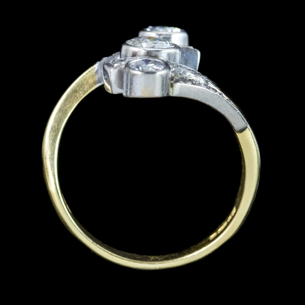 Edwardian Style Diamond Trilogy Twist Ring 1.2ct Total