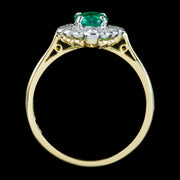 Edwardian Style Emerald Diamond Cluster Ring 0.60ct Emerald