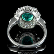 Edwardian Style Emerald Diamond Cluster Ring 2ct Emerald 