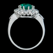 Edwardian Style Emerald Diamond Cluster Ring 2ct Emerald 