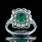 Edwardian Style Emerald Diamond Cluster Ring 1.10ct Emerald