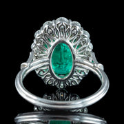 Edwardian Style Emerald Diamond Cluster Ring 3.69ct Emerald