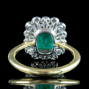 Edwardian Style Emerald Diamond Cluster Ring 2.13ct Emerald