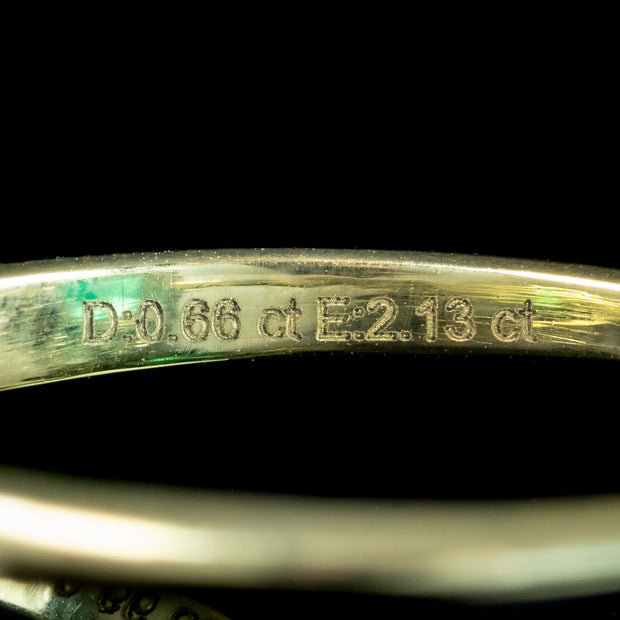 Edwardian Style Emerald Diamond Cluster Ring 2.13ct Emerald