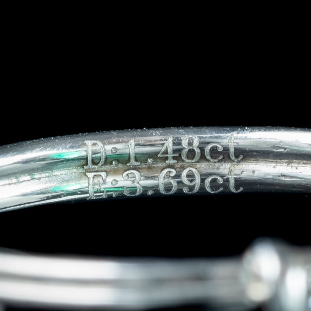 Edwardian Style Emerald Diamond Cluster Ring 3.69ct Emerald