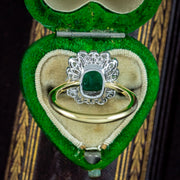 Edwardian Style Emerald Diamond Cluster Ring 2.13ct Emerald