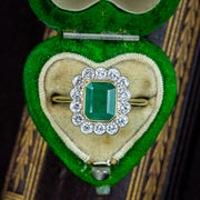 Edwardian Style Emerald Diamond Cluster Ring 2.13ct Emerald