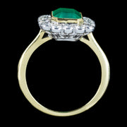 Edwardian Style Emerald Diamond Cluster Ring 2.13ct Emerald