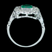 Edwardian Style Emerald Diamond Cluster Ring 1.10ct Emerald
