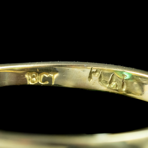 Edwardian Style Emerald Diamond Daisy Cluster Ring 1.10ct Emerald 