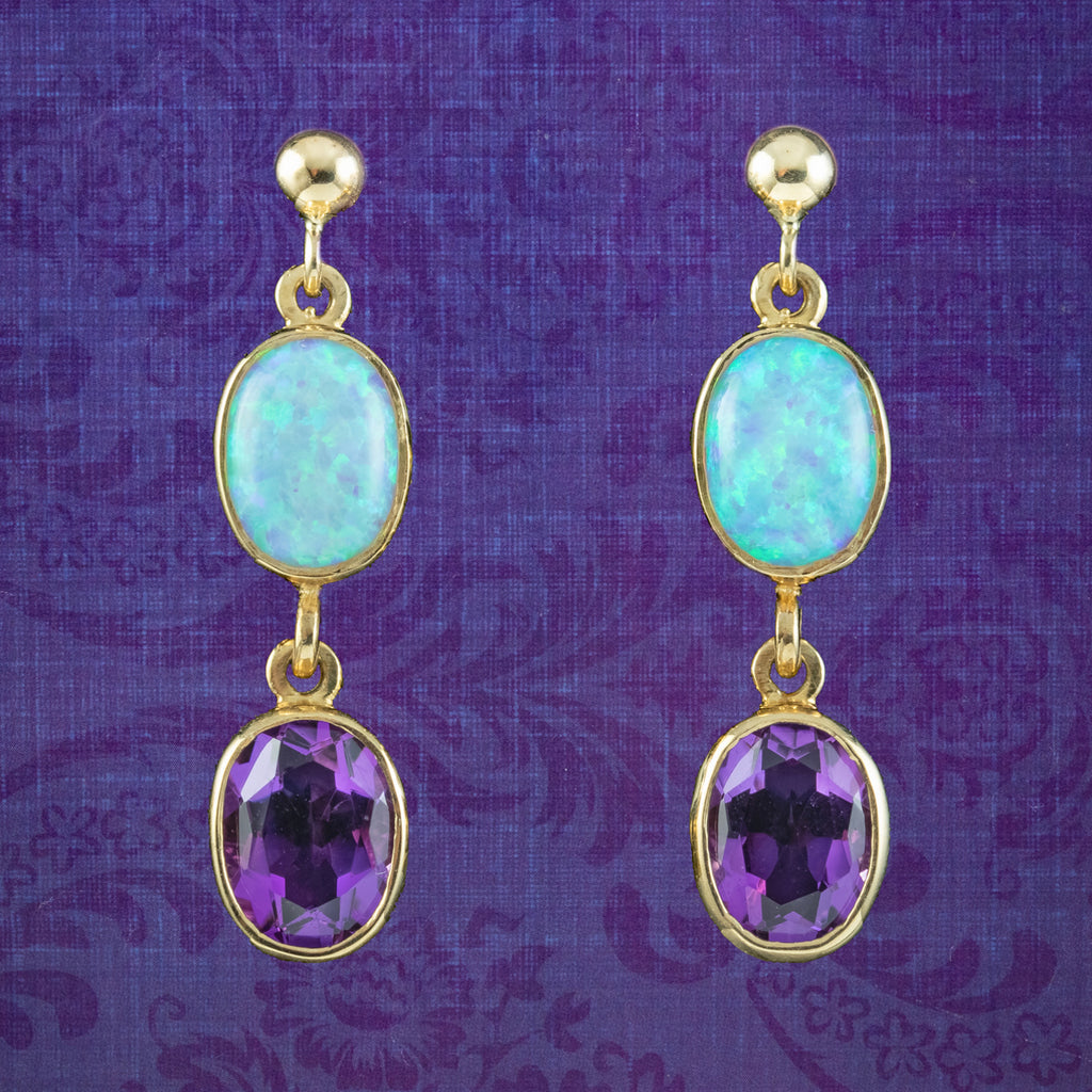 Opal and sale amethyst earrings