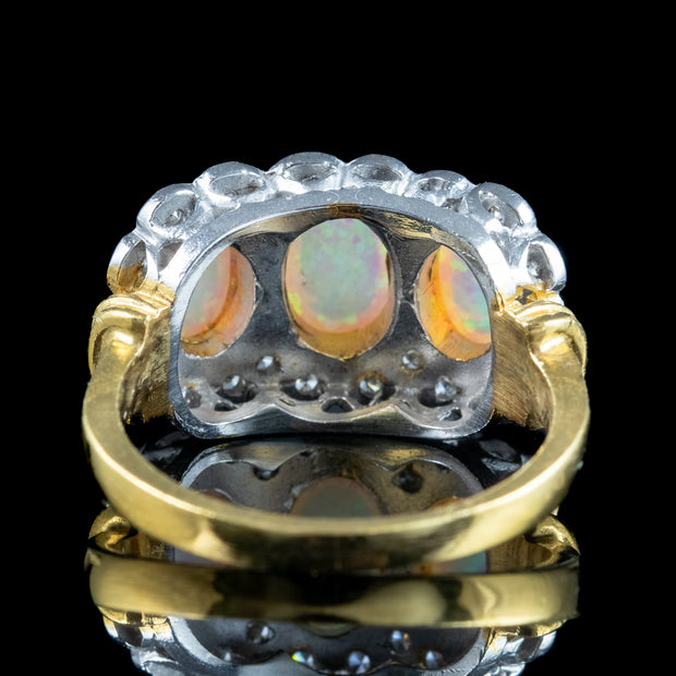 Edwardian Style Opal Cz Cluster Ring 