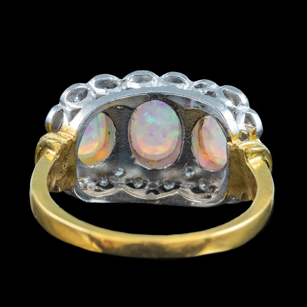 Edwardian Style Opal CZ Cluster Ring – Laurelle Antique Jewellery