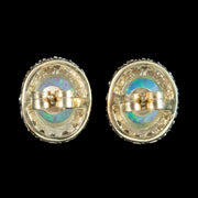 Victorian Style Opal Diamond Stud Earrings 9ct Gold 