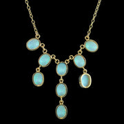 Edwardian Style Opal Dropper Necklace 9ct Gold