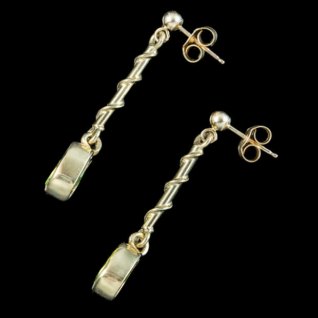 Edwardian Style Peridot Drop Earrings 9ct Gold 