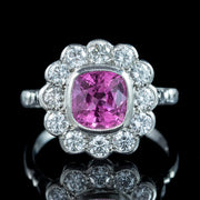 Edwardian Style Pink Sapphire Diamond Cluster Ring 2.2ct Sapphire