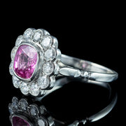 Edwardian Style Pink Sapphire Diamond Cluster Ring 2.2ct Sapphire