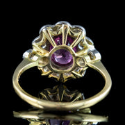 Edwardian Style Pink Sapphire Diamond Daisy Cluster Ring 1ct Sapphire