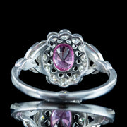 Edwardian Style Pink Sapphire Diamond Daisy Cluster Ring 0.65ct Sapphire