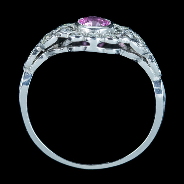 Edwardian Style Pink Sapphire Diamond Daisy Cluster Ring 0.65ct Sapphire