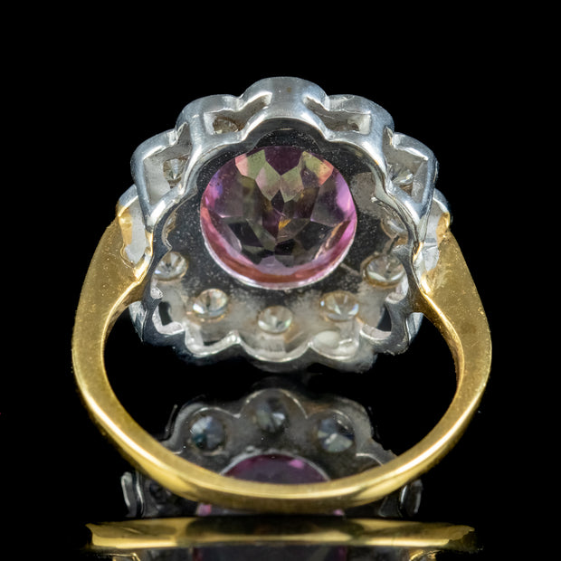 Edwardian Style Pink Topaz Cz Daisy Cluster Ring 5ct Pink Topaz