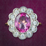 Edwardian Style Pink Topaz Cz Daisy Cluster Ring 5ct Pink Topaz