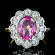 Edwardian Style Pink Topaz Cz Daisy Cluster Ring 5ct Pink Topaz