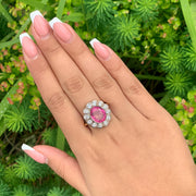 Edwardian Style Pink Topaz Cz Daisy Cluster Ring 5ct Pink Topaz