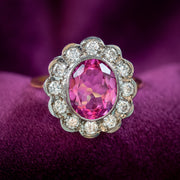 Edwardian Style Pink Topaz Cz Daisy Cluster Ring 5ct Pink Topaz