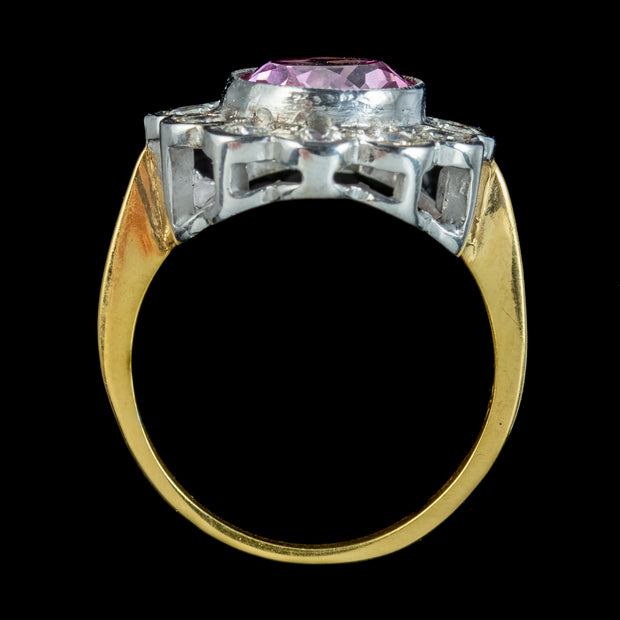 Edwardian Style Pink Topaz Cz Daisy Cluster Ring 5ct Pink Topaz