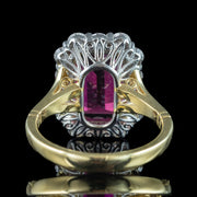 Edwardian Style Pink Tourmaline Diamond Cluster Ring 3.86ct Tourmaline