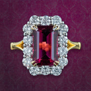 Edwardian Style Pink Tourmaline Diamond Cluster Ring 3.86ct Tourmaline