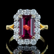 Edwardian Style Pink Tourmaline Diamond Cluster Ring 3.86ct Tourmaline