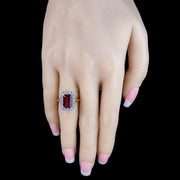 Edwardian Style Pink Tourmaline Diamond Cluster Ring 3.86ct Tourmaline
