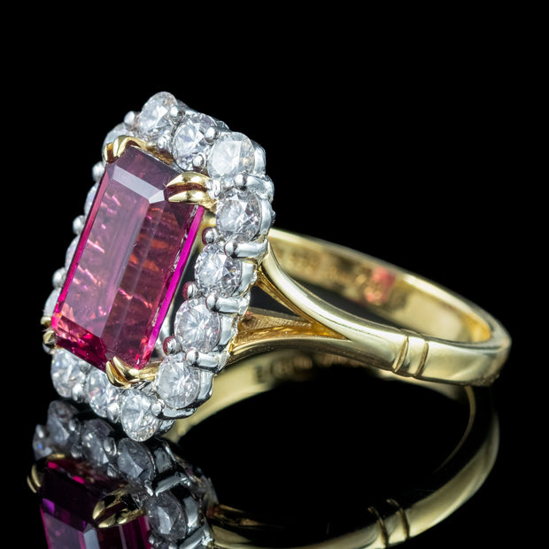 Edwardian Style Pink Tourmaline Diamond Cluster Ring 3.86ct Tourmaline