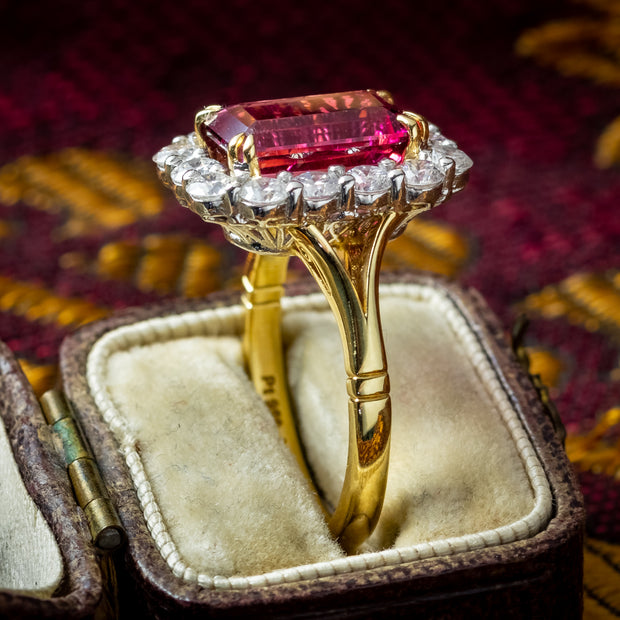 Edwardian Style Pink Tourmaline Diamond Cluster Ring 3.86ct Tourmaline