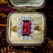 Edwardian Style Pink Tourmaline Diamond Cluster Ring 3.86ct Tourmaline