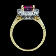 Edwardian Style Pink Tourmaline Diamond Cluster Ring 3.86ct Tourmaline