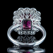 Edwardian Style Pink Tourmaline Diamond Cluster Ring 3.10ct Tourmaline 