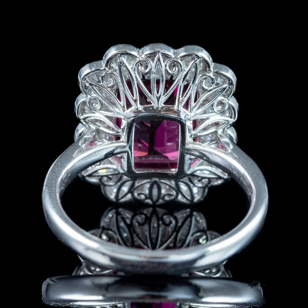 Edwardian Style Pink Tourmaline Diamond Cluster Ring 3.10ct Tourmaline 