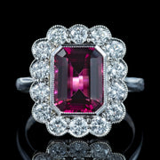 Edwardian Style Pink Tourmaline Diamond Cluster Ring 3.10ct Tourmaline 