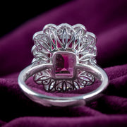 Edwardian Style Pink Tourmaline Diamond Cluster Ring 3.10ct Tourmaline 