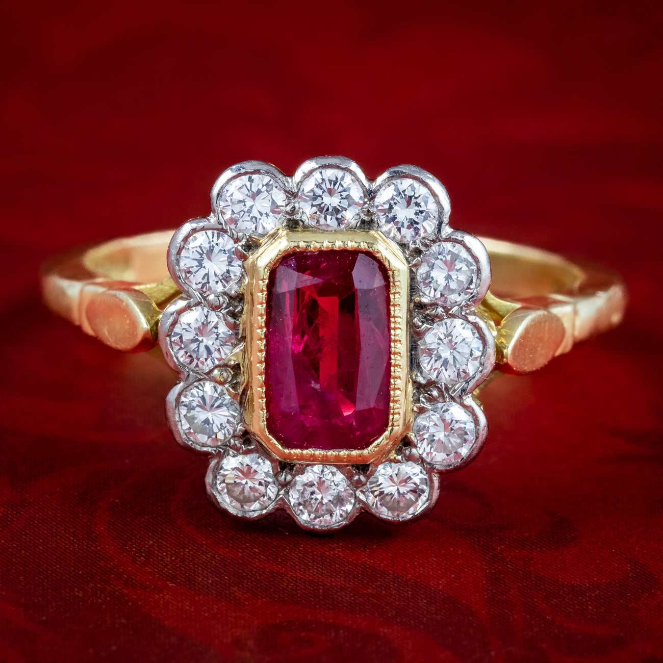 Ruby Diamond Cluster Ring | – Laurelle Antique Jewellery