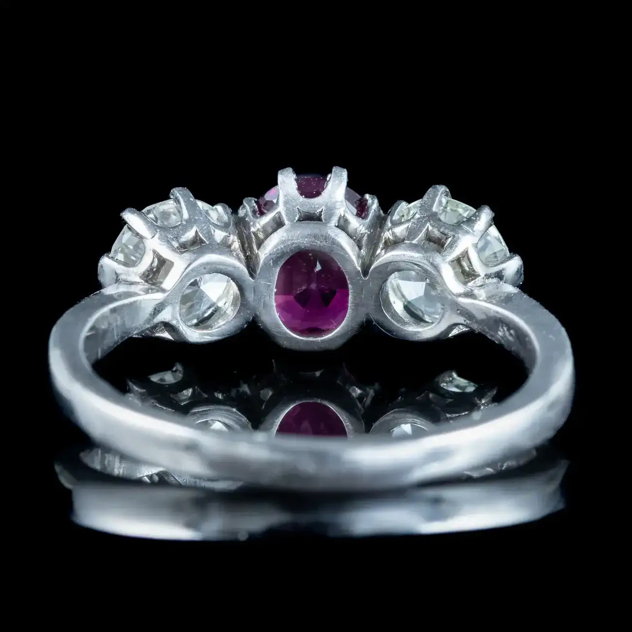 Edwardian Style Ruby Diamond Trilogy Ring 0.90ct Ruby 1.6ct Diamond ...