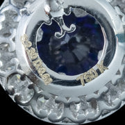 Edwardian Style Sapphire Diamond Cluster Stud Earrings 18ct Gold 2.3ct Sapphire