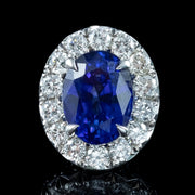 Edwardian Style Sapphire Diamond Cluster Stud Earrings 18ct Gold 3.59ct Sapphire