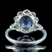 Edwardian Style Sapphire Diamond Daisy Cluster Ring 1.5ct Sapphire