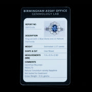 Edwardian Style Sapphire Diamond Daisy Cluster Ring 1.07ct Sapphire With Cert